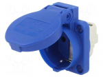 Connector: AC supply | socket | 2P+PE | 250VAC | 16A | blue | PIN: 3 | IP54