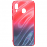 Back panel cover Evelatus Samsung Galaxy A40 Water Ripple Gradient Color Anti-Explosion Tempered Glass Case Gradient Red-Black