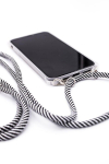 Back panel cover Evelatus Apple iPhone Xs MAX Case with rope Black Stripes Transparent