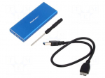 Hard discs housing: M.2 | USB 3.0 | aluminium | PnP | 38x95x9mm | blue