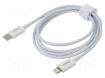 Cable | Apple Lightning plug,USB C plug | 1m | white | 20W