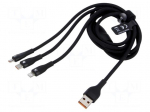 Cable | USB 2.0 | 1.2m | black | 100W | 6A