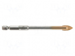 Drill bit | &Oslash;: 3mm | Drill Bit: for glass | Holder: E6,3mm | 1/4" | 6.3mm