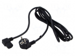 Cable | 3x1mm2 | PVC | 3m | black | 10A | 250V | Type: UNI-Schuko plug