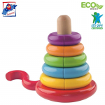 Woody 90674 Eco Wooden Educational Magnetic color stacking pyramide - constructor (13pcs) for kids 2y+ (13x17cm)