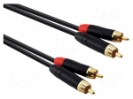 Cable | RCA plug x2,both sides | 2m | black | PVC