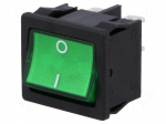 ROCKER | DPST | Pos: 2 | OFF-ON | 12A/250VAC | green | IP40 | 100m&Omega;