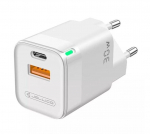 Adapter Jellico  C44 Mini PD 30W QC 3.0 Smart Adaptive Fast Charger with 1x USB-C (5-20V) / USB 3A White
