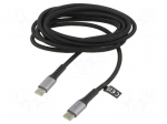 Cable | USB 2.0 | USB C plug,both sides | 2m | black | 480Mbps | textile