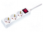 Extension lead | 3G1.5mm2 | 5m | PVC | white | Sockets no: 3 | 16A
