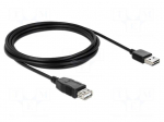 Cable | USB 2.0 | USB A socket,USB A plug double sided | 3m | black