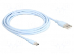Cable | USB 2.0 | USB A plug,USB C plug | gold-plated | 2.5m | blue