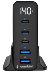 Charger Gembird 5-port 140W GaN USB Fast Charger Black QC 3.0 PD