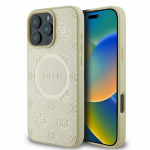 Guess GUHMP16LPSAPSMED Hardcase Saffiano Peony Classic Logo MagSafe for iPhone 16 Pro 6.3" / gold