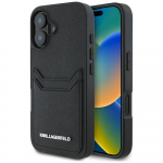 Karl Lagerfeld HC Grained PU Cardslot Metal Elong for iPhone 16 / black