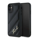 Karl Lagerfeld KLHCN61PQDSMGK Diagonal Quilted Script Hardcase for iPhone 11 / Xr 6.1" / black