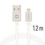 Cable swissten  Swissten Textile Fast Charge 3A Lightning (MD818ZM/A) Datu un Uzlādes Kabelis 1.2m Sudraba