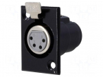 Socket | XLR | female | PIN: 4 | with push button | soldering | black