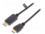 Cable | DisplayPort 1.2 | DisplayPort plug,HDMI plug | 3m | black