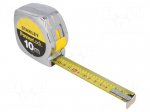 Measuring tape | L: 10m | Width: 25mm | metal | Class: II | yellow