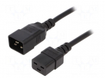 Cable | 3x1.5mm2 | IEC C19 female,IEC C20 male | PVC | 1.8m | black
