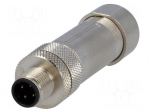Connector: M12 | plug | PIN: 4 | male | straight | spring clamp | 4&divide;9mm