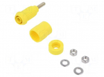 Laboratory connector: 4mm banana | socket | 20A | yellow | screw