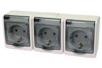 BETA surface socket 3-gang with grounding and transparent cover white IP44