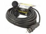 Extension lead | 3x2.5mm2 | 20m | rubber | black | Sockets no: 1 | 16A