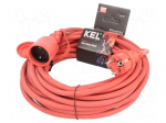 Extension lead | 3x1.5mm2 | 15m | rubber | red | Sockets no: 1 | 16A
