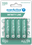 R06/AA NiMh patareid 1.2V everActive Infinity Line 1100 mAh pakendis 4 gb.