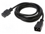 Cable | 3x14AWG | IEC C19 female,IEC C20 male | PVC | 3m | black | 15A