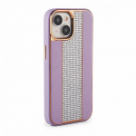Back panel cover iLike Apple iPhone 15 Diamonds and Leather Case Pink Sand
