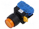 Switch: push-button | 22mm | Stabl.pos: 2 | NO | orange | LED | IP65 | YW