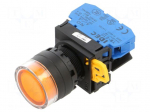 Switch: push-button | 22mm | Stabl.pos: 1 | NO | orange | LED | IP65 | YW