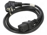 Cable | CEE 7/7 (E/F) plug,IEC C19 female | PVC | Len: 1.8m | black