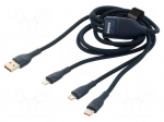 Cable | USB 2.0 | 1.2m | blue | 100W | 6A