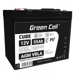 Green Cell CUBE AGM IP54 12V 55Ah VRLA Battery Gel deep cycle scooter mower boat barge mower tractor fishing boat