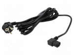 Cable | 3x1mm2 | PVC | 5m | black | 10A | 250V | Type: UNI-Schuko plug