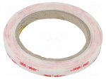 Tape: fixing | W: 9mm | L: 5.5m | Thk: 0.6mm | acrylic | white | -35&divide;90&deg;C