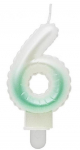 GoDan Ballon type Cake Candle topper Number 6 (7cm) White/Green Ombre