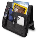 VILSTO Felt Bedside Storage Caddy, Bed Organiser Storage, Hanging Organiser, Bedside Organiser, Remote Control Holder, Magazine Holder, Dark Grey