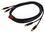 Cable | RCA plug x2,both sides | 3m | black | PVC