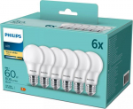 Philips LED 8W (60W) 806lm 6 gab spuldzes 2700K silti balti 806lm E27