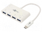 Hub USB | USB A socket x4,USB C plug | USB 3.0 | PnP | white | 5Gbps