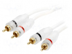 Cable | for amplifier | RCA socket x2,both sides | 3m | white
