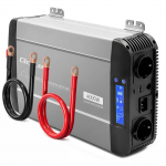 Qoltec Pure Sine Wave Inverter | 12V to 230V | 2000/4000W | UPS BYPASS | LCD | USB | USB-C | Compatible with LiFePO4 GEL AGM