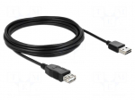 Cable | USB 2.0 | USB A socket,USB A plug double sided | 5m | black