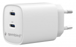 Charger Gembird 2-port 45W USB PD Fast Charger White 2xType-C