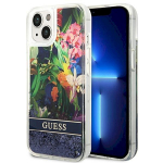 Guess GUHCP14SLFLSB Flower Liquid Glitter Hardcase for iPhone 14 / 15 / 13 6.1" / blue